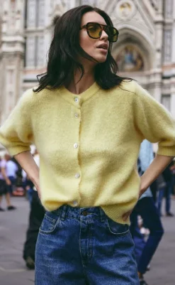 New Cardigan - Kae SS - Light Yellow Striktrøjer & Sweat|Cardigans