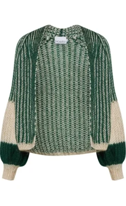 Sale Cardigan - Liana - Beige/Bottle Green Striktrøjer & Sweat|Cardigans
