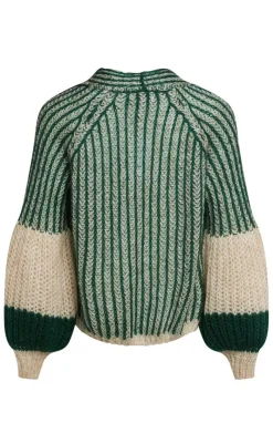 Sale Cardigan - Liana - Beige/Bottle Green Striktrøjer & Sweat|Cardigans