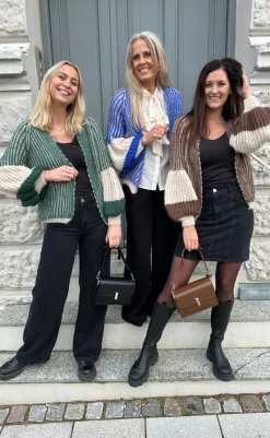 Sale Cardigan - Liana - Beige/Bottle Green Striktrøjer & Sweat|Cardigans