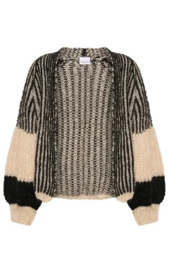 Discount Cardigan - Liana - Cream/Black Striktrøjer & Sweat|Cardigans