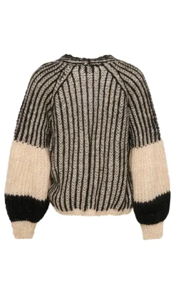 Discount Cardigan - Liana - Cream/Black Striktrøjer & Sweat|Cardigans