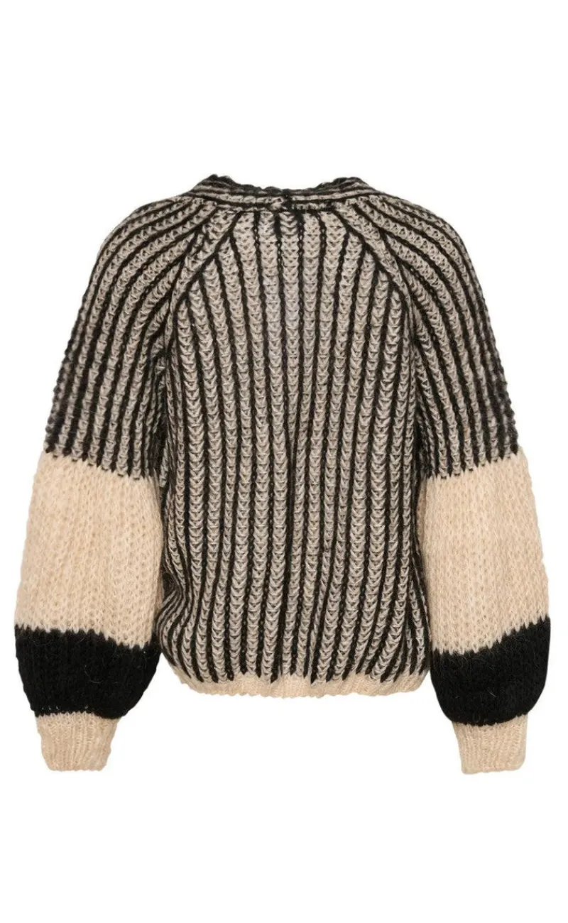 Discount Cardigan - Liana - Cream/Black Striktrøjer & Sweat|Cardigans