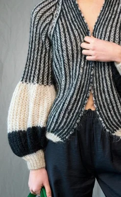 Discount Cardigan - Liana - Cream/Black Striktrøjer & Sweat|Cardigans