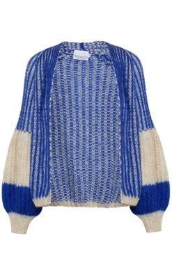 Hot Cardigan - Liana - Cream/Cobalt Blue Striktrøjer & Sweat|Cardigans