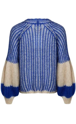 Hot Cardigan - Liana - Cream/Cobalt Blue Striktrøjer & Sweat|Cardigans