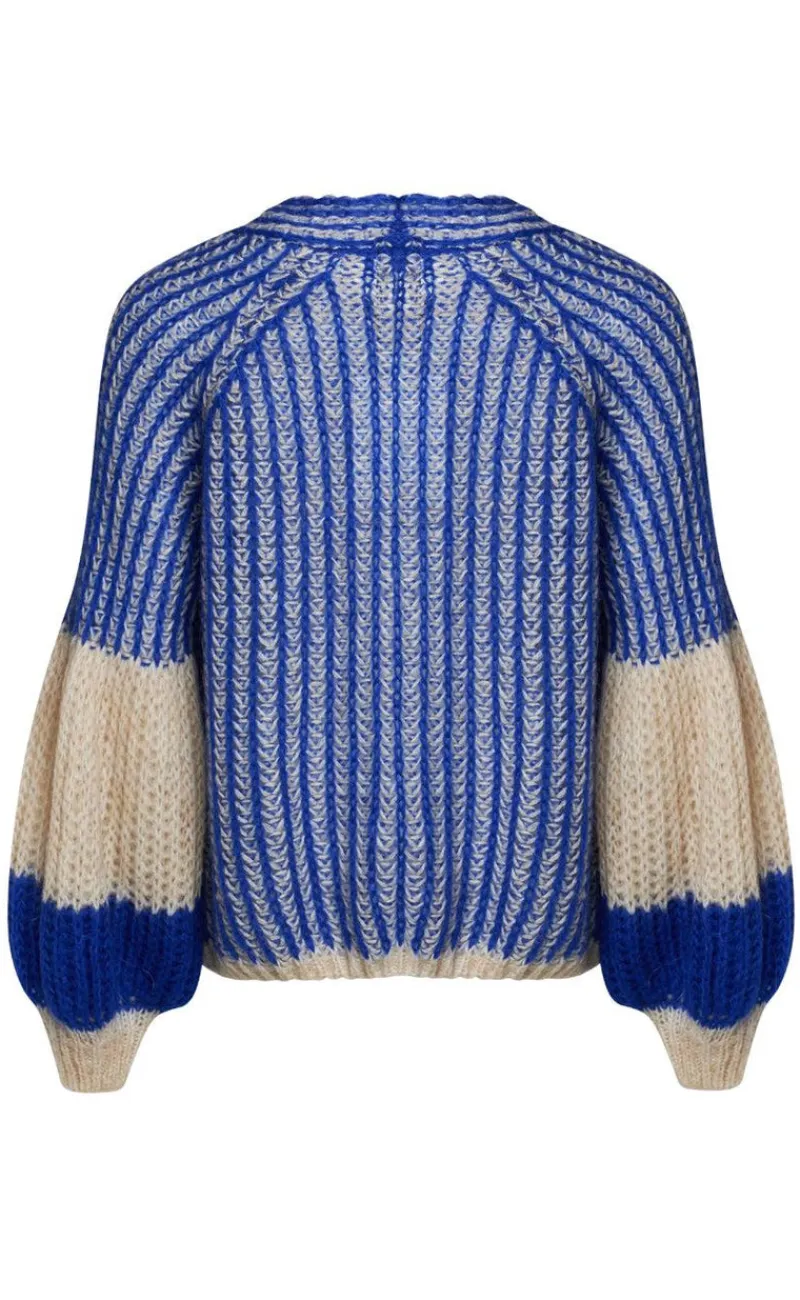 Hot Cardigan - Liana - Cream/Cobalt Blue Striktrøjer & Sweat|Cardigans