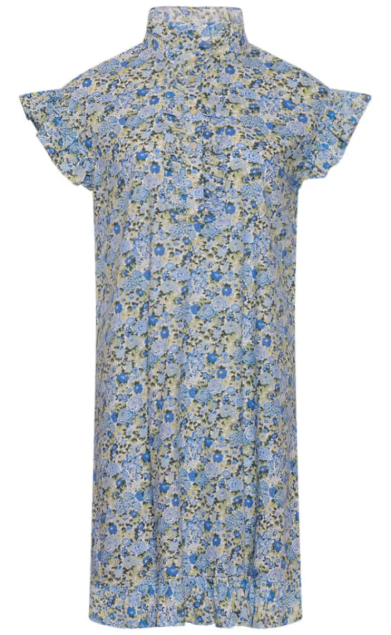 New Kjole - Sally - Blue/Yellow Flower Kjoler