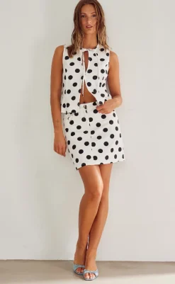 Discount Nederdel - Kambria - Carmella White Print Nederdele