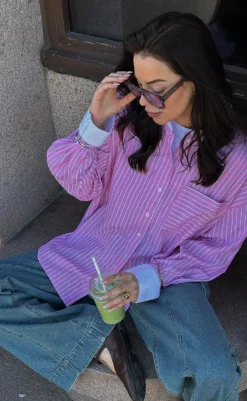 Skjorte - Lakelynn - Carsyn Pink Stripe Skjorter