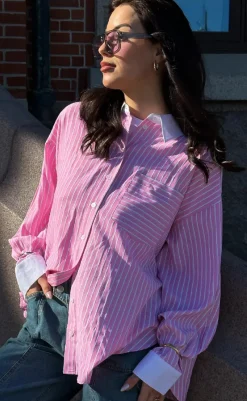 Skjorte - Lakelynn - Carsyn Pink Stripe Skjorter