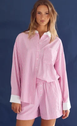 Skjorte - Lakelynn - Carsyn Pink Stripe Skjorter