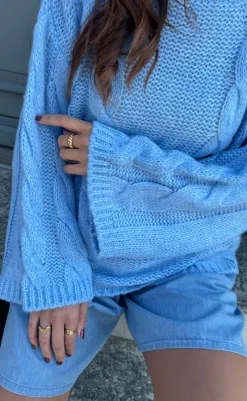 Best Strik - Lyza - Light Blue Striktrøjer & Sweat