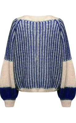 Online Sweater - Liana - Cream/Cobalt Blue Striktrøjer & Sweat