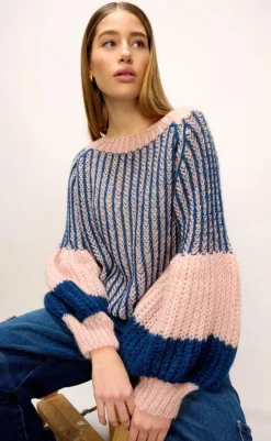Clearance Sweater - Liana - Rose/Navy Striktrøjer & Sweat