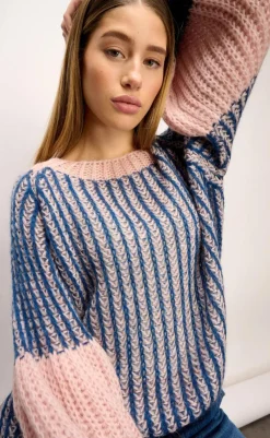 Clearance Sweater - Liana - Rose/Navy Striktrøjer & Sweat