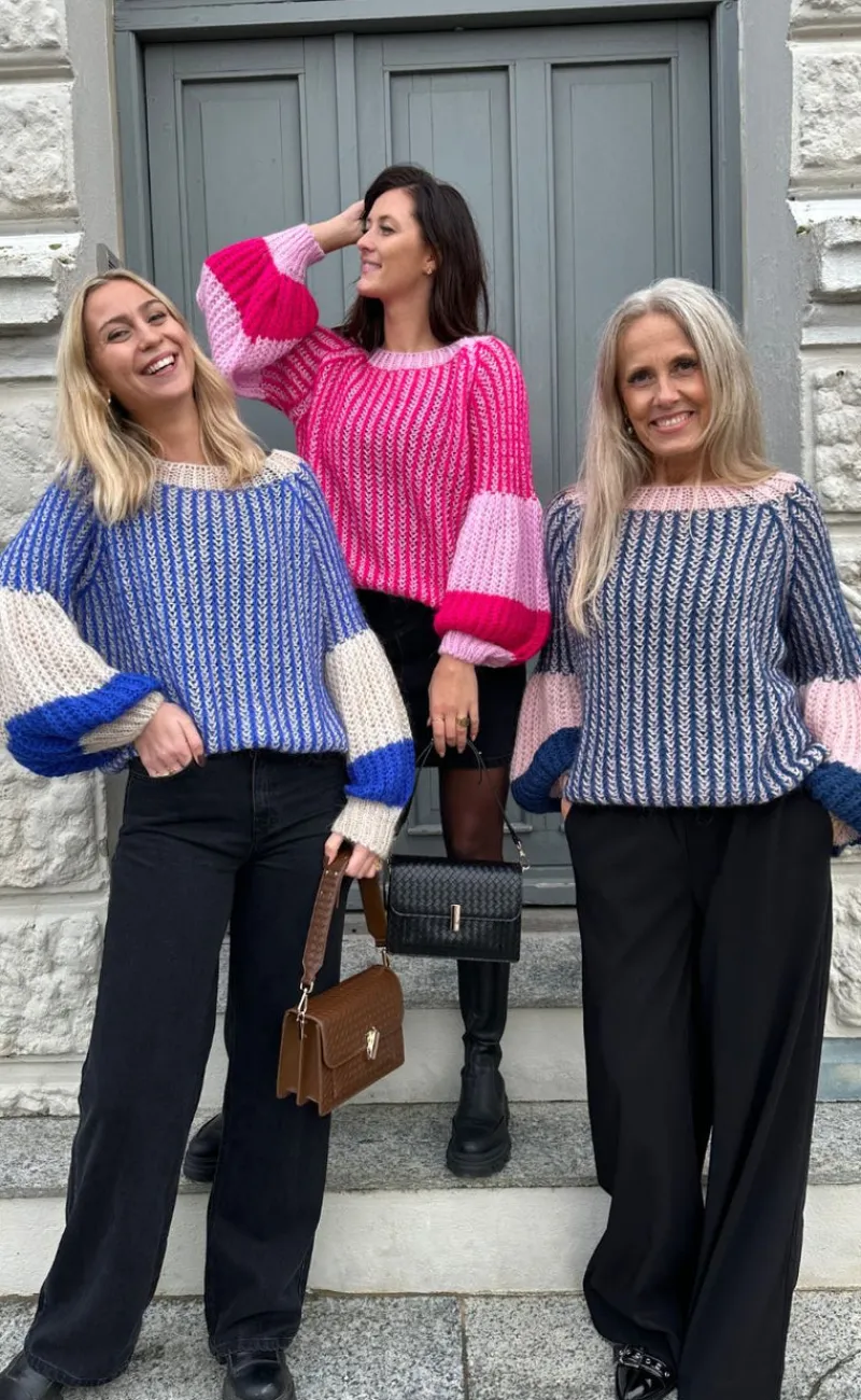 Clearance Sweater - Liana - Rose/Navy Striktrøjer & Sweat