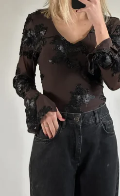 Discount Top - Lucille - Chocolate Black T-shirts & Toppe