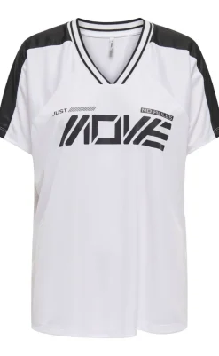 Hot Bluse - Bella Sport V-Neck - Bright White/Move In Black Bluser