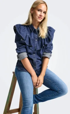 Online Bluse - Indigo - Dark Blue Denim Bluser
