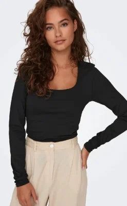 Bluse - Lea Deep 2 Ways - Black Bluser