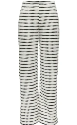 Bukser - Eva Stripe - Cloud Dancer/Black Bukser & Jeans