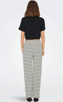 Bukser - Eva Stripe - Cloud Dancer/Black Bukser & Jeans