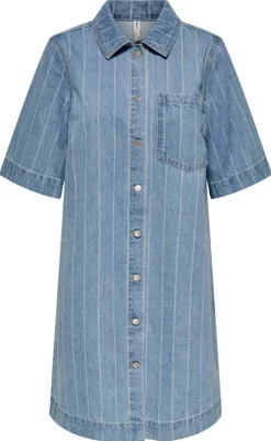 Kjole - Asta - Light Blue Denim Stripe Kjoler