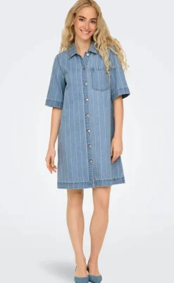 Kjole - Asta - Light Blue Denim Stripe Kjoler