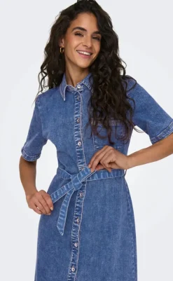 New Kjole - Lana SS Long - Medium Blue Denim Kjoler