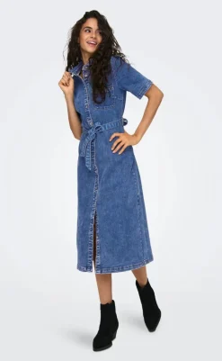 New Kjole - Lana SS Long - Medium Blue Denim Kjoler