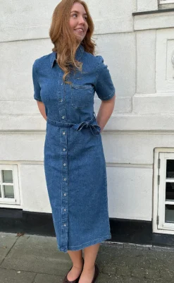 New Kjole - Lana SS Long - Medium Blue Denim Kjoler