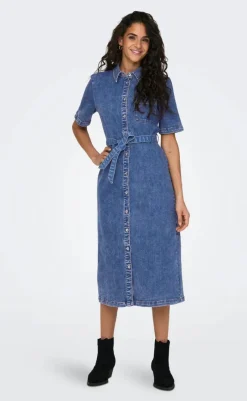 New Kjole - Lana SS Long - Medium Blue Denim Kjoler