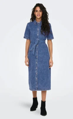 New Kjole - Lana SS Long - Medium Blue Denim Kjoler