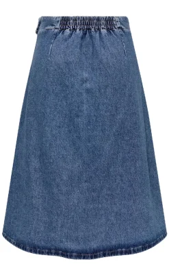 Clearance Nederdel - Thea Wrap Midi - Medium Blue Denim Nederdele