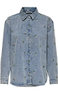 Hot Skjorte - Vera - Light Blue Denim/Flower Skjorter