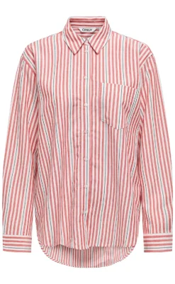 Online Skjorte - Windy Life - Cloud Dancer w. High Risk Red/Black Skjorter