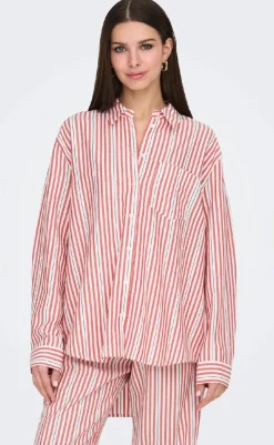 Online Skjorte - Windy Life - Cloud Dancer w. High Risk Red/Black Skjorter