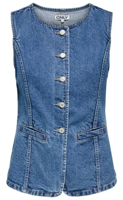 Online Vest - Giulina - Medium Blue Denim Veste