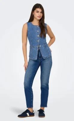 Online Vest - Giulina - Medium Blue Denim Veste