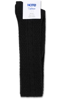 New Oroblu Strømper - Woman Wool Cable Over Knee - Black Strømper & Strømpebukser