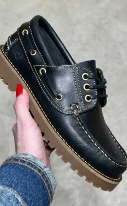 Clearance Loafers - Rudder-X - Leather Black Loafers & Ballerinaer