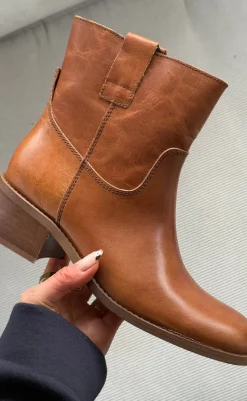 Discount Støvler - Martina Low - Leather Cognac Støvler