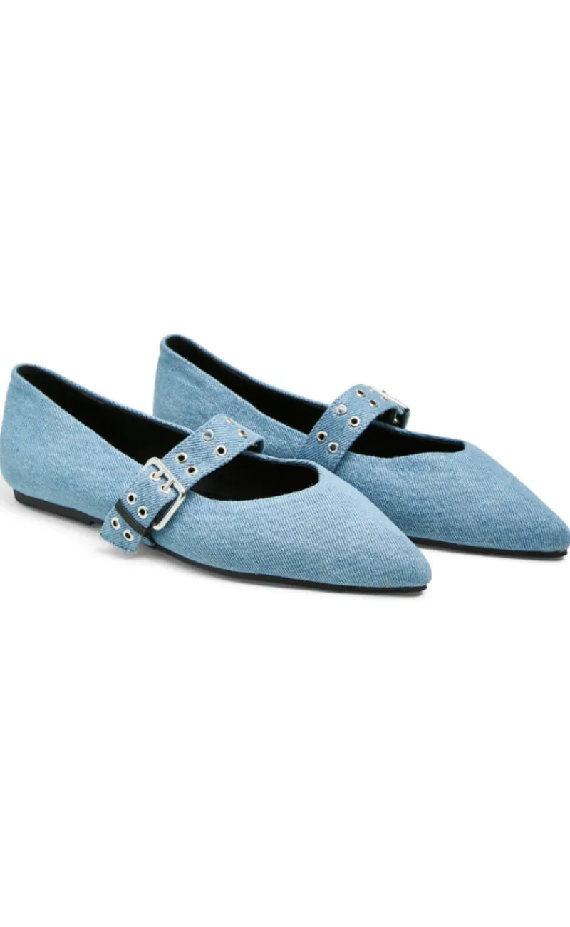 Hot Ballerina - Saga Buckle - Medium Blue Denim Loafers & Ballerinaer