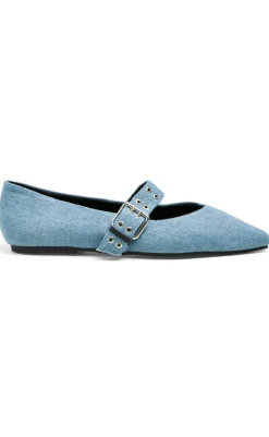 Hot Ballerina - Saga Buckle - Medium Blue Denim Loafers & Ballerinaer