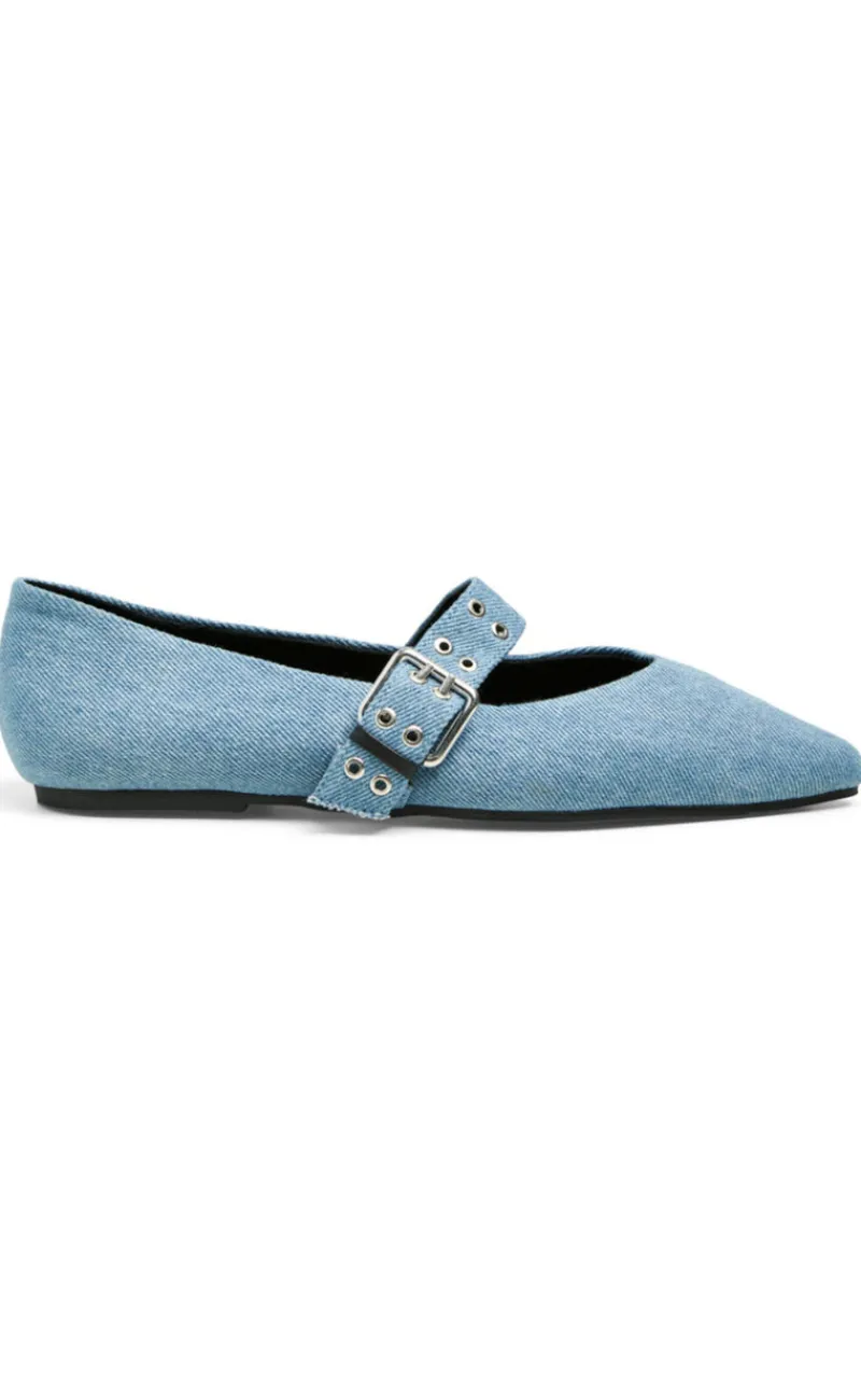 Hot Ballerina - Saga Buckle - Medium Blue Denim Loafers & Ballerinaer