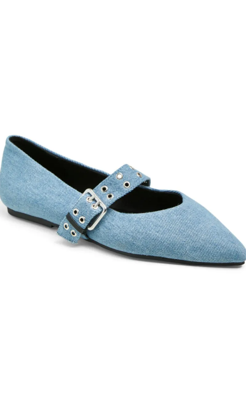 Hot Ballerina - Saga Buckle - Medium Blue Denim Loafers & Ballerinaer