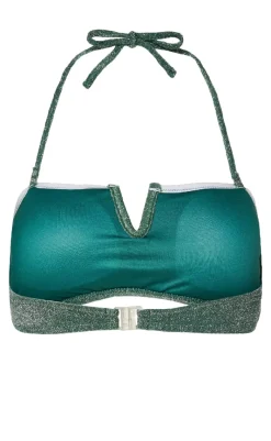 Clearance Bikini Overdel - Bling - Dark Green/Silver Lurex Badetøj