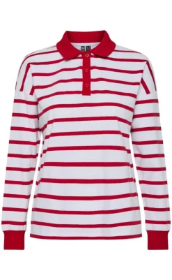 Clearance Bluse - Amilie - Bright White w. High Risk Red Bluser