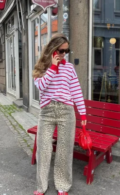 Clearance Bluse - Amilie - Bright White w. High Risk Red Bluser